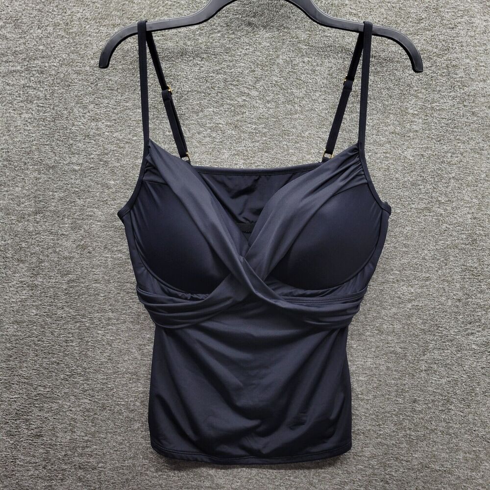 La Blanca Tankini Women's 16 Black Surplice Swimwear Top NWOT